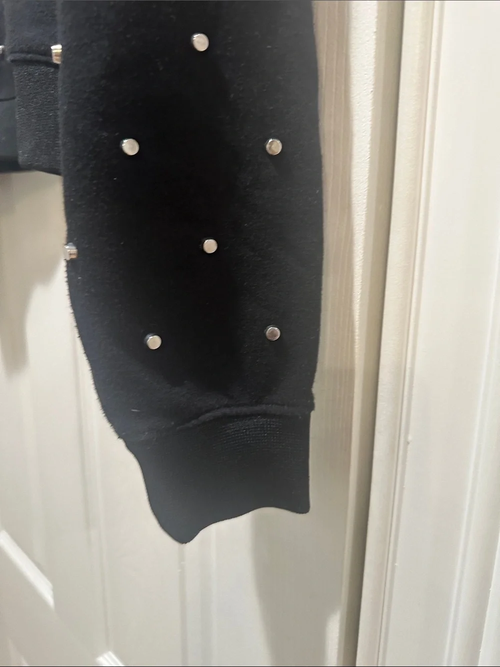 Cropped Black Sweatshirt with Stud Embellishments
